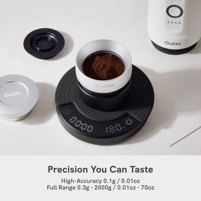 OutIn Claro Kaffeewaage mit Timer, digitale Espressowaage 2 kg