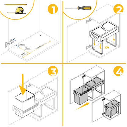 Emuca Ausziehbarer Recycling Küchenabfalleimer Unterbau 1x20L Anthrazit