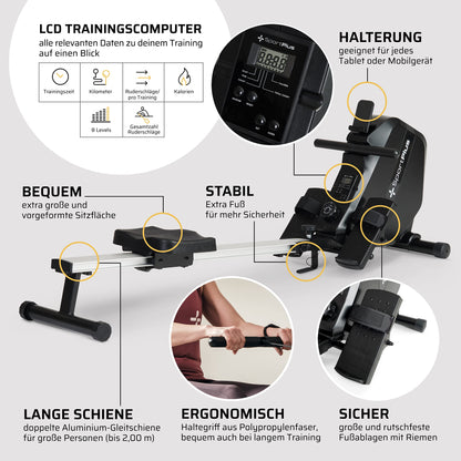 SportPlus Rudergerät klappbar für Zuhause – Magnetwiderstand