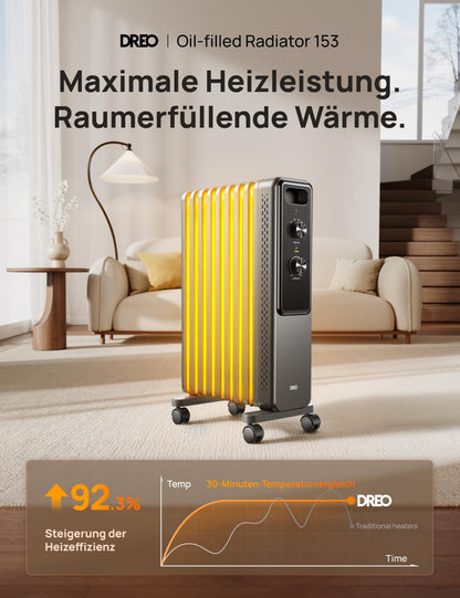 DREO Ölradiator DR-HSH033 2000W mit Thermostat, 9 Rippen