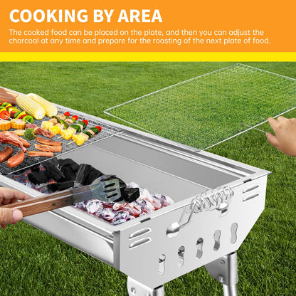 Sunjas Holzkohlegrill CA-12 Edelstahl Faltgrill Campinggrill tragbar