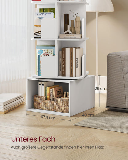 VASAGLE Custos Bücherregal drehbar, 4 Ebenen, Standregal weiss