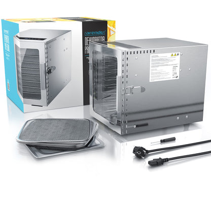 Arendo Dörrautomat Edelstahl – 8 Fächer, 500W Lebensmittel Dehydrator