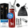Thiru Sahnespender 500 ml – Sahnesyphon mit 3 Edelstahltüllen, Rot