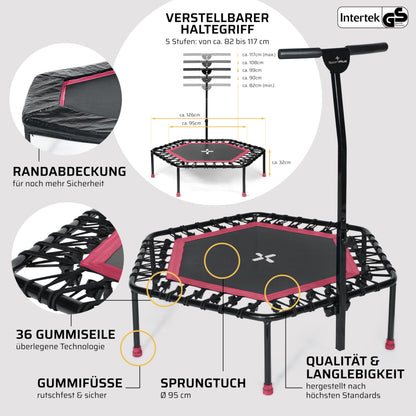 SportPlus Fitness Trampolin Indoor – Mit Haltestange 130kg