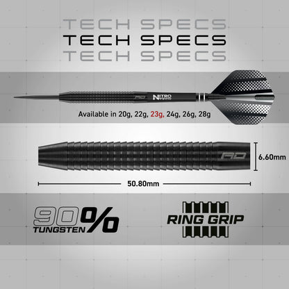 Red Dragon Razor Edge Black Steel Darts 24 g mit Flights und Schäften