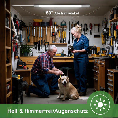 TONFFI LED Feuchtraumleuchte 150 cm, 60W, 4000K neutralweiss, IP65