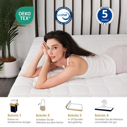 EGO HOME Matratzentopper Schaumstoff - 7 Zonen 160x200cm Öko-TEX
