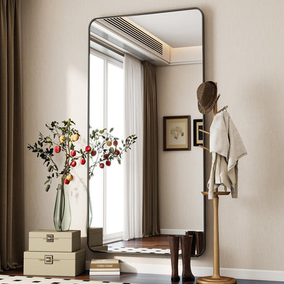 Koonmi Standspiegel Ganzkörper abgerundet 76x171cm - Schwarz