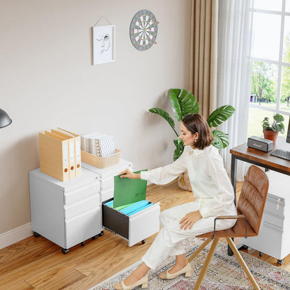 Rollcontainer Aktenschrank abschliessbar 39x50x62 cm weiss