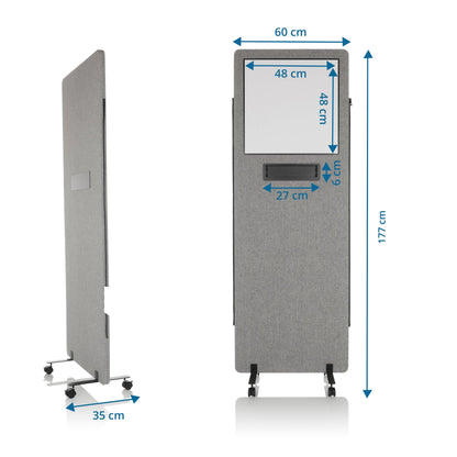 hjh OFFICE FLEXMIUT WB Mobile Trennwand - Grau 891012