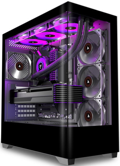 KEDIERS P4 PC-Gehäuse ATX Mid Tower mit 4 Lüftern, Schwarz