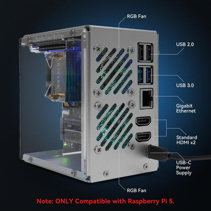 Pironman 5 NVMe M.2 SSD PCIe Gehäuse Hailo-8L AI