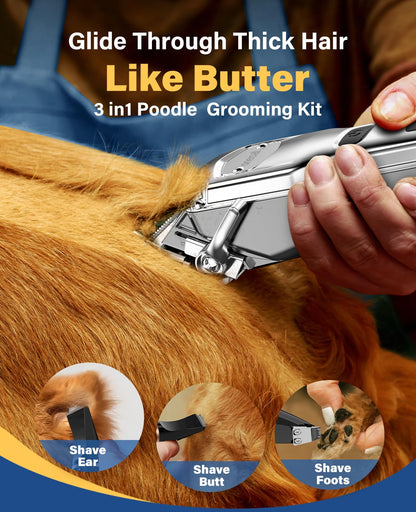 oneisall 3in1 Hundeschermaschine Set für dickes Fell, silber