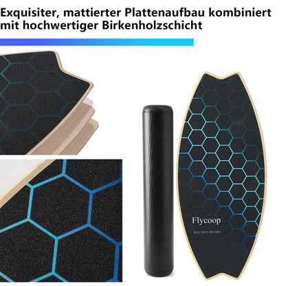 Flycoop Balance Board Set aus Birkenholz mit Rolle und Ball