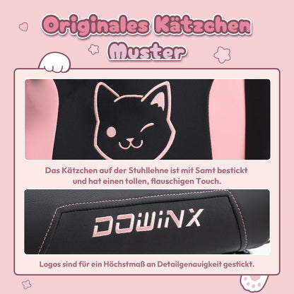 Dowinx Gaming Stuhl Süsse Katze Edition - Ergonomisch Schwarz