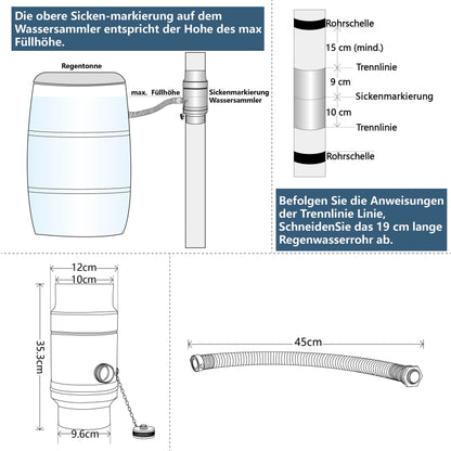 IGarden Regenwassersammler DN100 – Stahl/Alu doppelwandig, mit Schlauch
