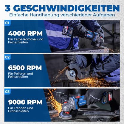 DongCheng Akku-Winkelschleifer 18V, 125 mm, bürstenlos, inkl. Akku