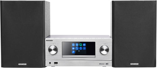 Kenwood M-9000S-S Smart Micro Hi-Fi Internetradio DAB+ - Silber. Kompaktes, silbernes Audiosystem für Internetradio, DAB+ und Bluetooth-Streaming.