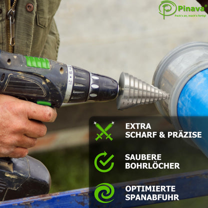 Pinava HSS Stufenbohrer 6-60 mm, Kegelbohrer für Metall und Holz