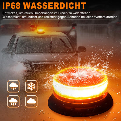 Dinfu LED Rundumleuchte Akku, gelbe Warnleuchte 12V mit Magnetfuss