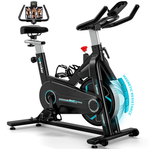 Wenoker 2025 Heimtrainer – APP & LCD, bis 160KG. Schwarzer, aufrechter Heimtrainer mit LCD und APP für interaktives Indoor-Cardiotraining.