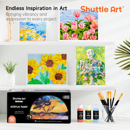 Shuttle Art Acrylfarben Set, 50 Farben à 60 ml, wasserfest, ungiftig