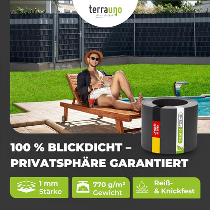 TerraUno Sichtschutzstreifen für Doppelstabmatten, Anthrazit, 10 Stück