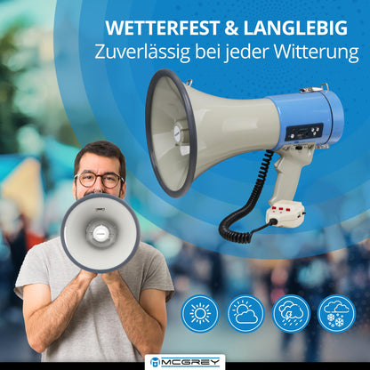 McGrey MP-800HRS Megaphon – 25W RMS, Grau/Blau