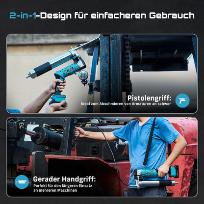 Seesii Akku Fettpresse 2-in-1 Set, 12000 PSI, 2 Akkus 2,0 Ah