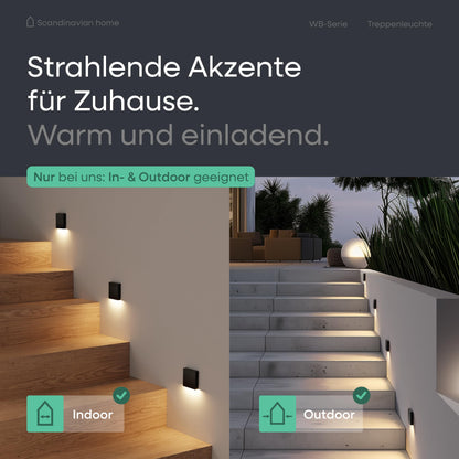Scandinavian home LED Treppenbeleuchtung Set 6 Stk. Warmweiss Aussen/Innen