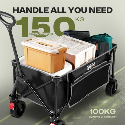 Overmont Faltbar Bollerwagen – Alle Gelände, 150kg, breite Räder