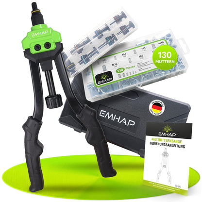 EMHAP Nietmutternzange Set PREMIUM M3-M12 inkl. Organizer