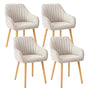 Goeurvant Armlehnen Polsterstuhl Esszimmer 4er Set - Beige Holzbeine. Vier beige gepolsterte Stühle mit Armlehnen für den Essbereich.