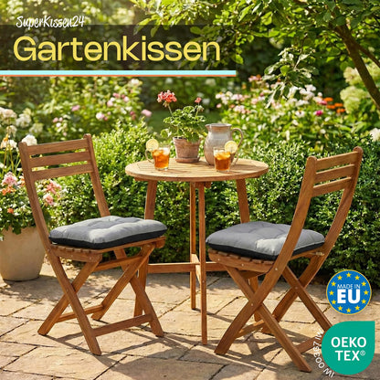 SuperKissen24 Sitzkissen Outdoor 6er Set wasserdicht 45x45 cm Grau