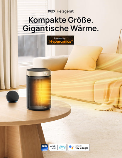 Dreo Atom 316 Heizlüfter, 1500 W Keramik mit Thermostat, Gold