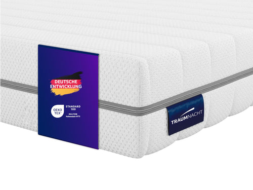 Traumnacht Orthopädische 7-Zonen Kaltschaummatratze H4 140x200. Rechteckig, hell bezogen. Ermöglicht ergonomischen Schlafkomfort durch 7-Zonen-Kaltschaumkern.