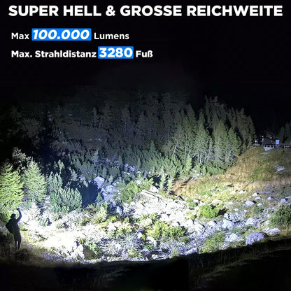 ZEUSFIRE LED Taschenlampe aufladbar, 2 Stück, 100.000 Lumen, IPX7