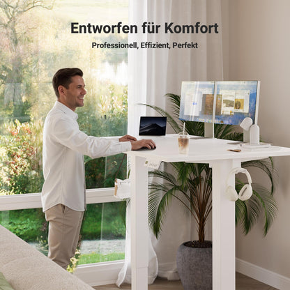 Claiks Elektrischer Steh-Sitz Schreibtisch 120x60cm Weiss