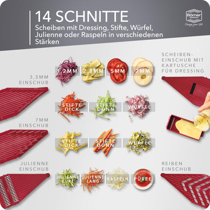 Börner Vital Gemüsehobel Profi Set - 12 Schnittarten Edelstahl