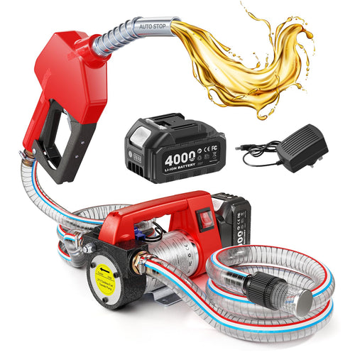 TaskStar Akku-Dieselpumpe nms-12, Kraftstoffpumpe 45 l/min, 21 V mit Zapfpistole und Schläuchen