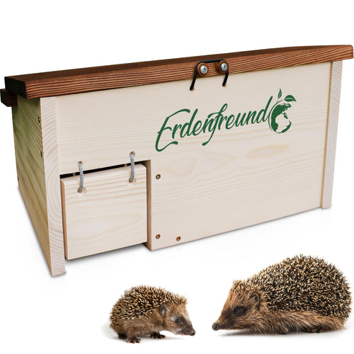Erdenfreund® Igelhaus gross – Rattensicher, Labyrinth, Nisthaus. Rechteckig, holzfarben. Bietet Igeln rattensicheren Schutz.