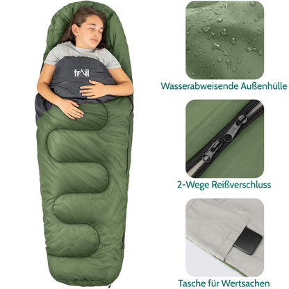 Trail Kinderschlafsack Overnight Adventure Mumienschlafsack Khaki