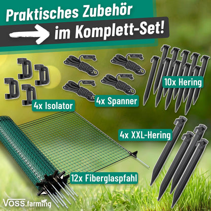 VOSS.farming Gartennetz Begrenzungszaun 20 m, 80 cm, dunkelgrün