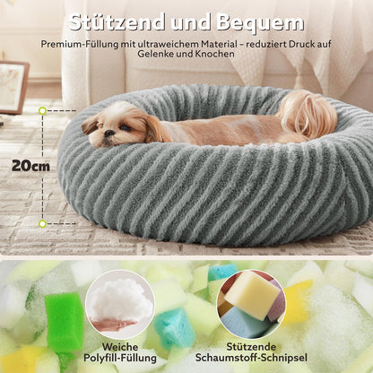 Pawk Hundebett rund flauschig waschbar mit Memory-Schaum, 76x76x20 cm