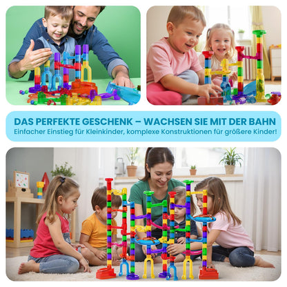 MaxTronic Murmelbahn 150-teilig, transparentes STEM Bauspielzeug