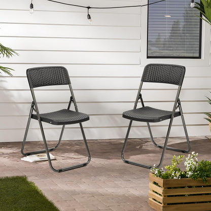 Sekey Klappstuhl 4er Set Gartenstuhl Rattan-Optik - Schwarz