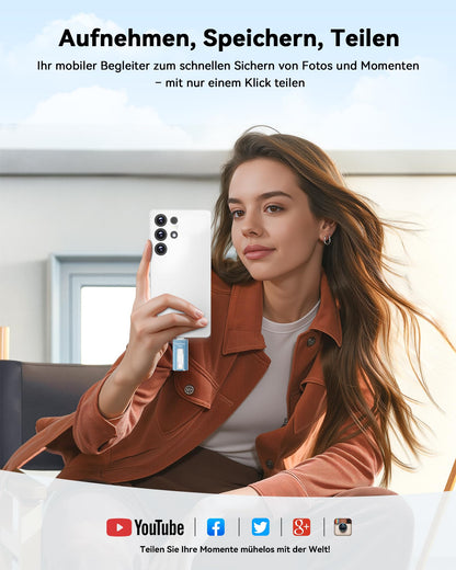 SUDEHO USB Stick 256 GB MFi Lightning/USB-C – Blau