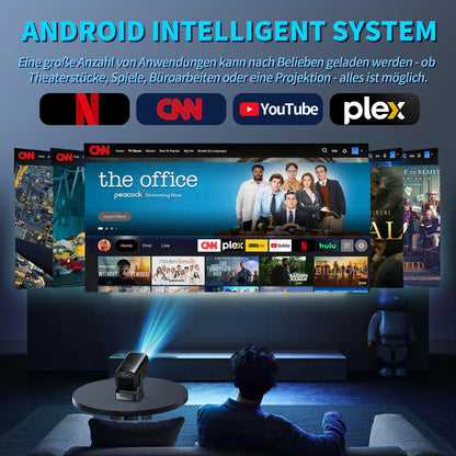 Mini Beamer 4K Android Projektor 2026 Modell – 270° drehbar, schwarz