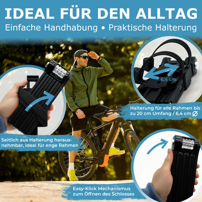 Widder Nero Faltschloss 120 cm, Zahlenschloss, Titan-Stahl Level 15
